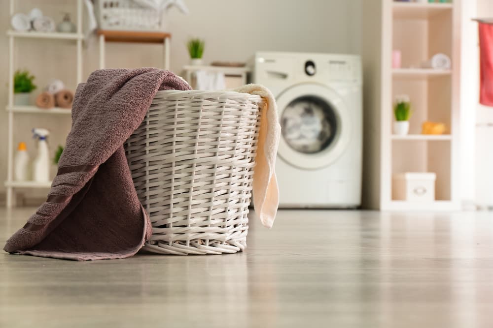 Laundry basket in laundry room