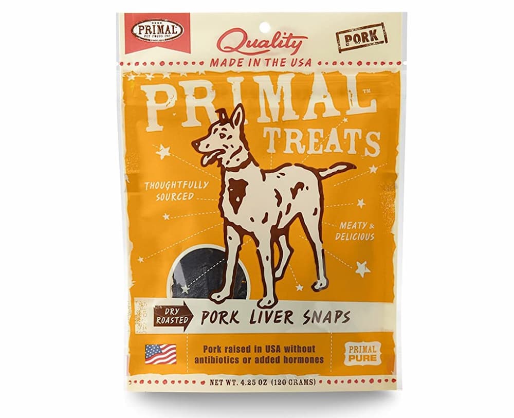 Primal Pork Liver Snaps dehydrated dog treats