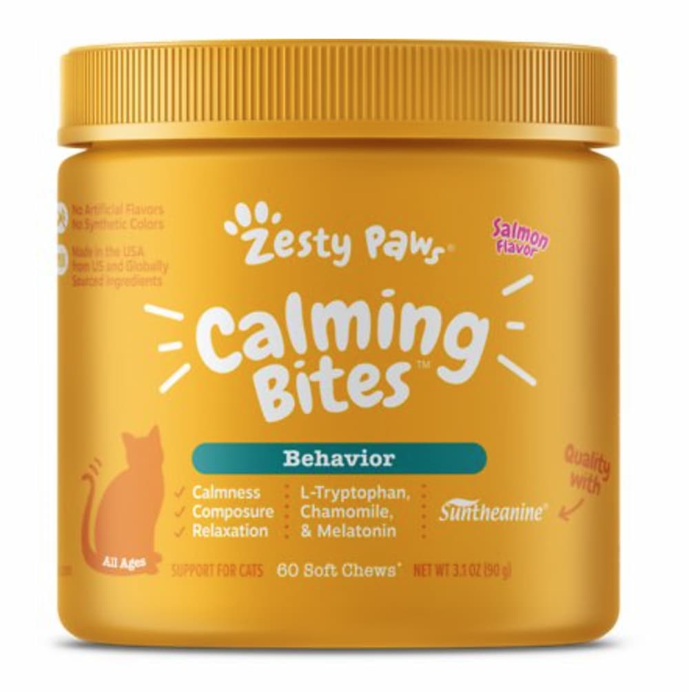 Zesty Paws Calming Bites Salmon Flavored Soft Chews Calming Supplement for Cats